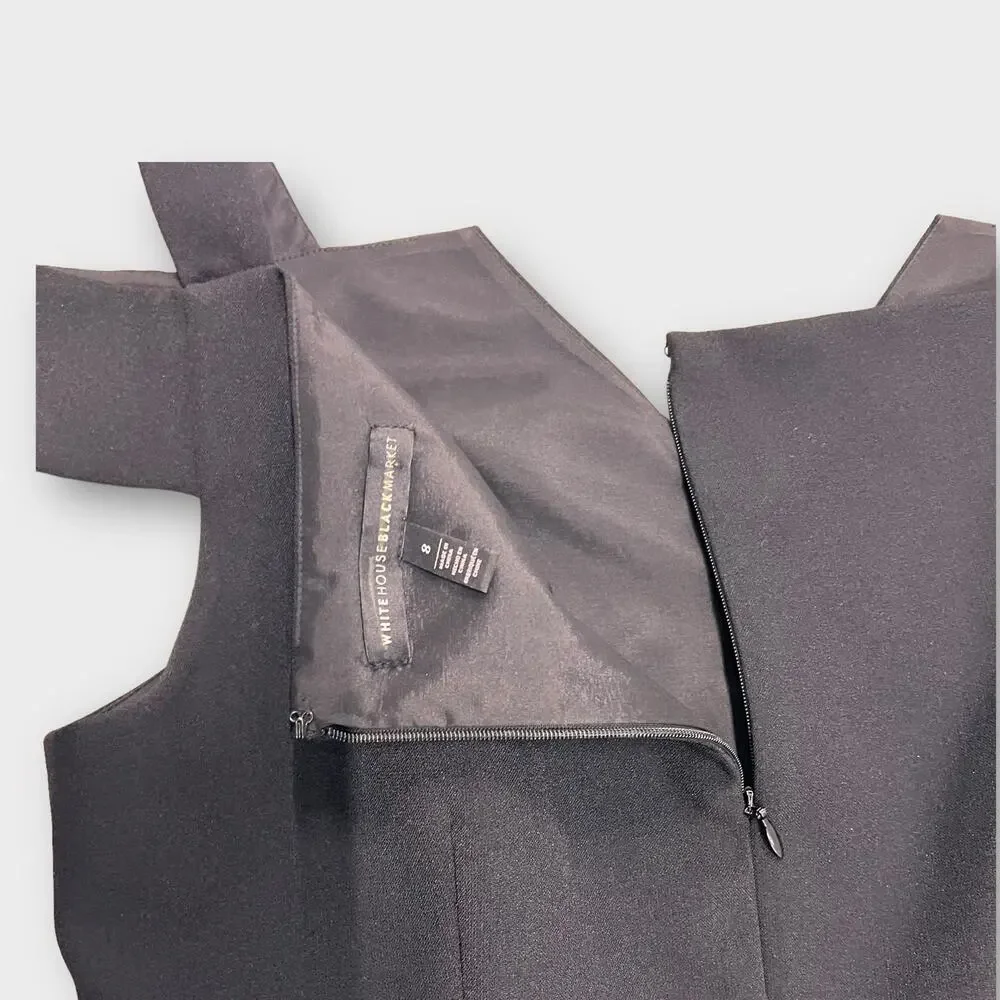 White House Black Market Open Shoulder black Dress Size 8 - Picture 9 of 10